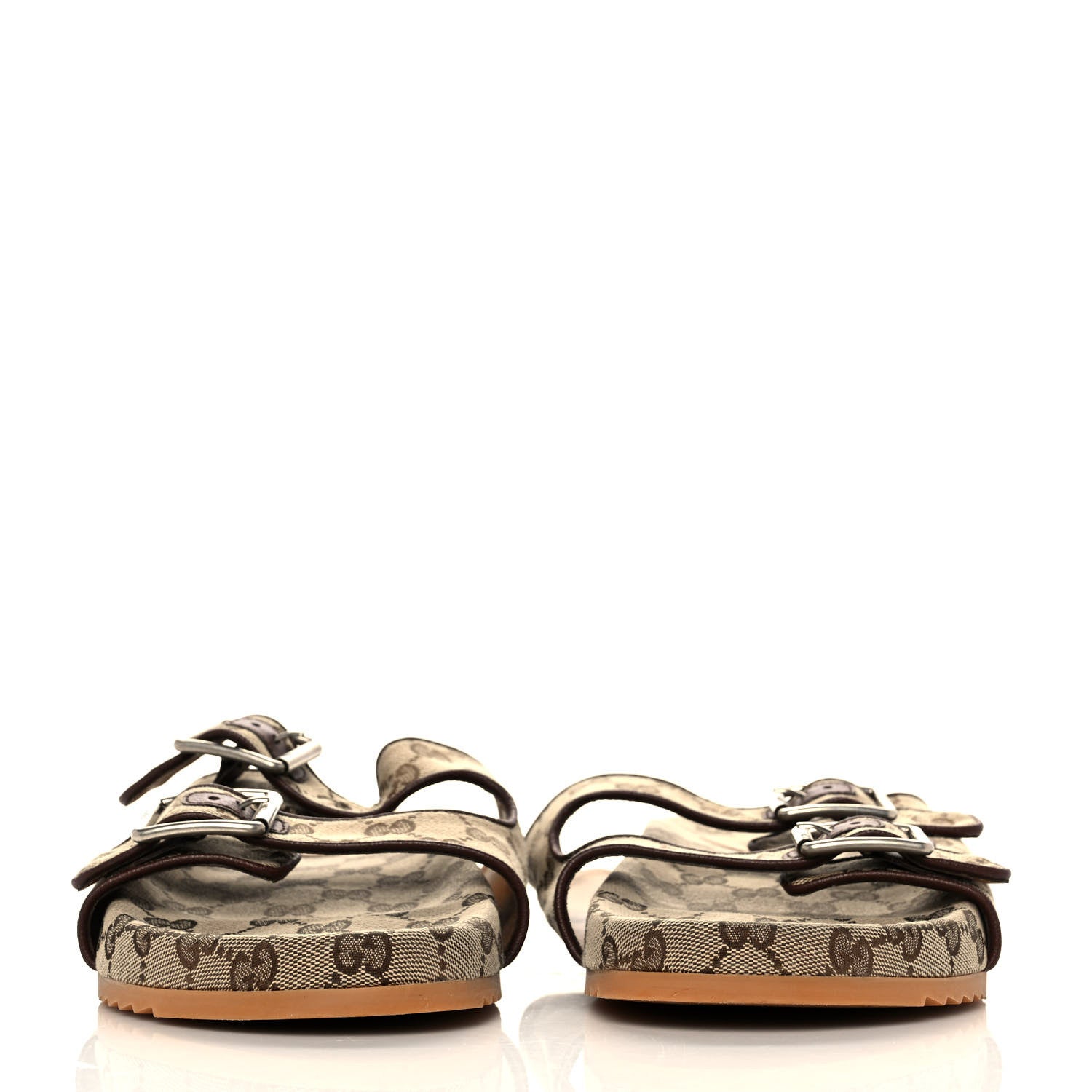 Gucci GG Monogram Lavaredo Eco Fabric Mens Slide Sandals With Straps 12 Beige Ebony Light Brown 2 of 10