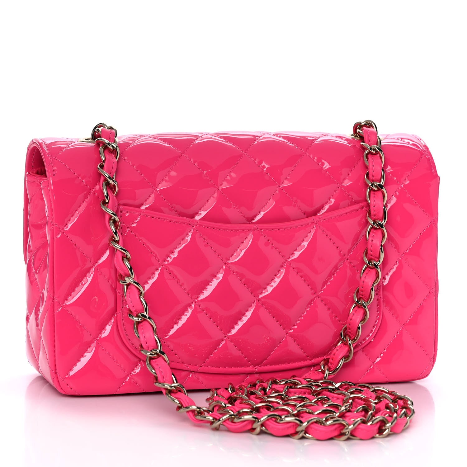 Chanel Patent Quilted Mini Rectangular Flap Pink 3 of 11