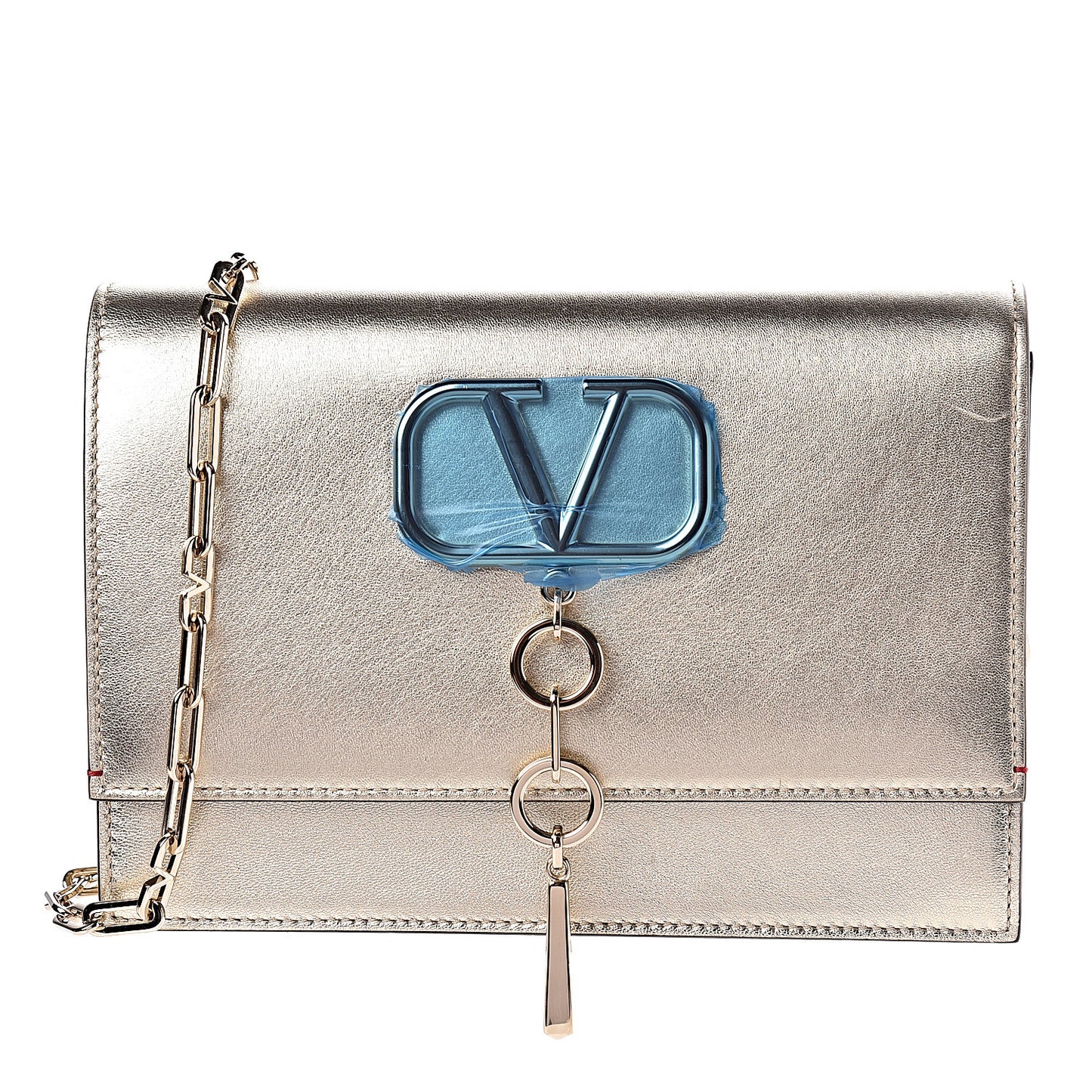 Metallic Nappa Small VCase Bag Platinum