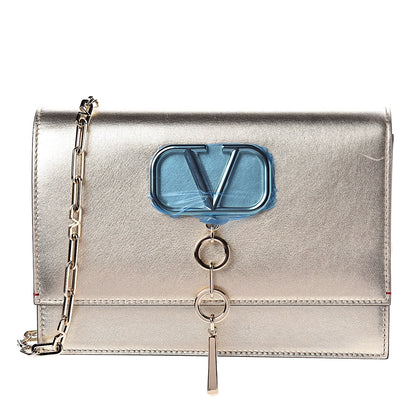 Valentino Garavani Metallic Nappa Small VCase Bag Platinum 1 of 9