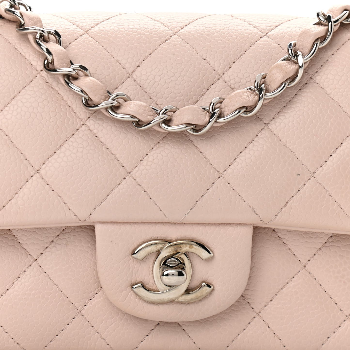 Caviar Quilted Mini Rectangular Flap Light Pink