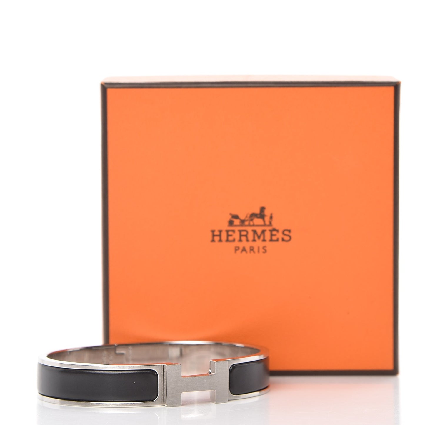 Matte Enamel Narrow Clic Clac HH Bracelet GM Black