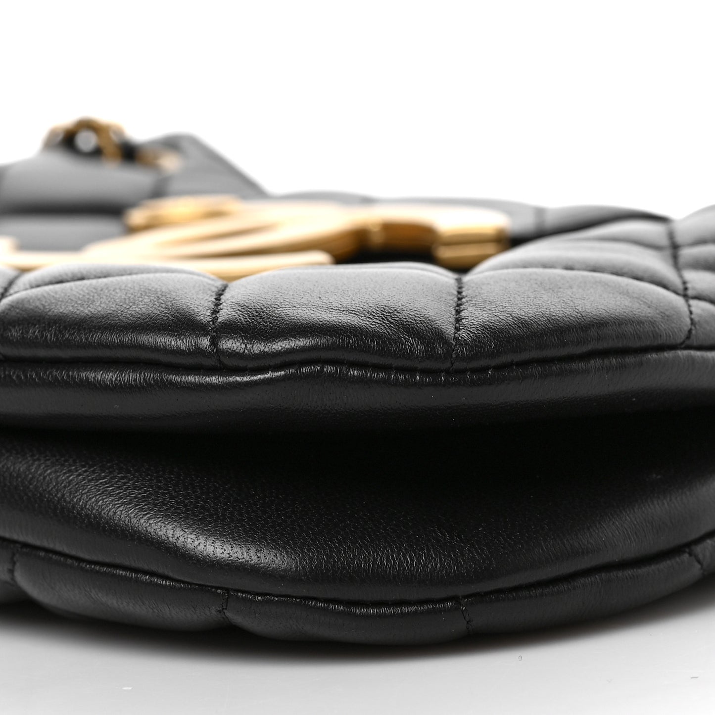 Lambskin Quilted CC Messenger Black