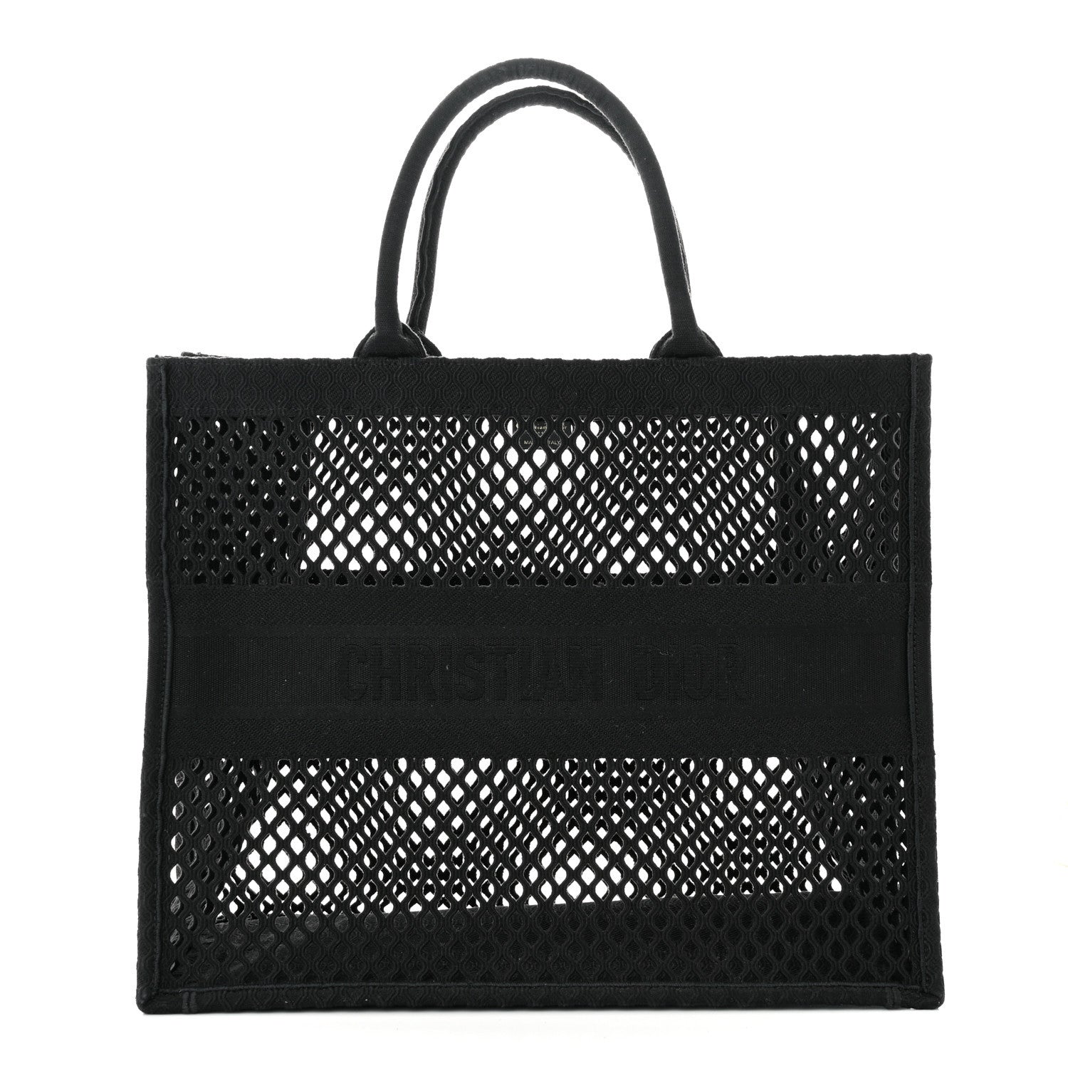 Christian Dior Mesh Embroidered Book Tote Black 3 of 15