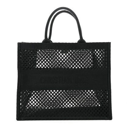 Christian Dior Mesh Embroidered Book Tote Black 3 of 15