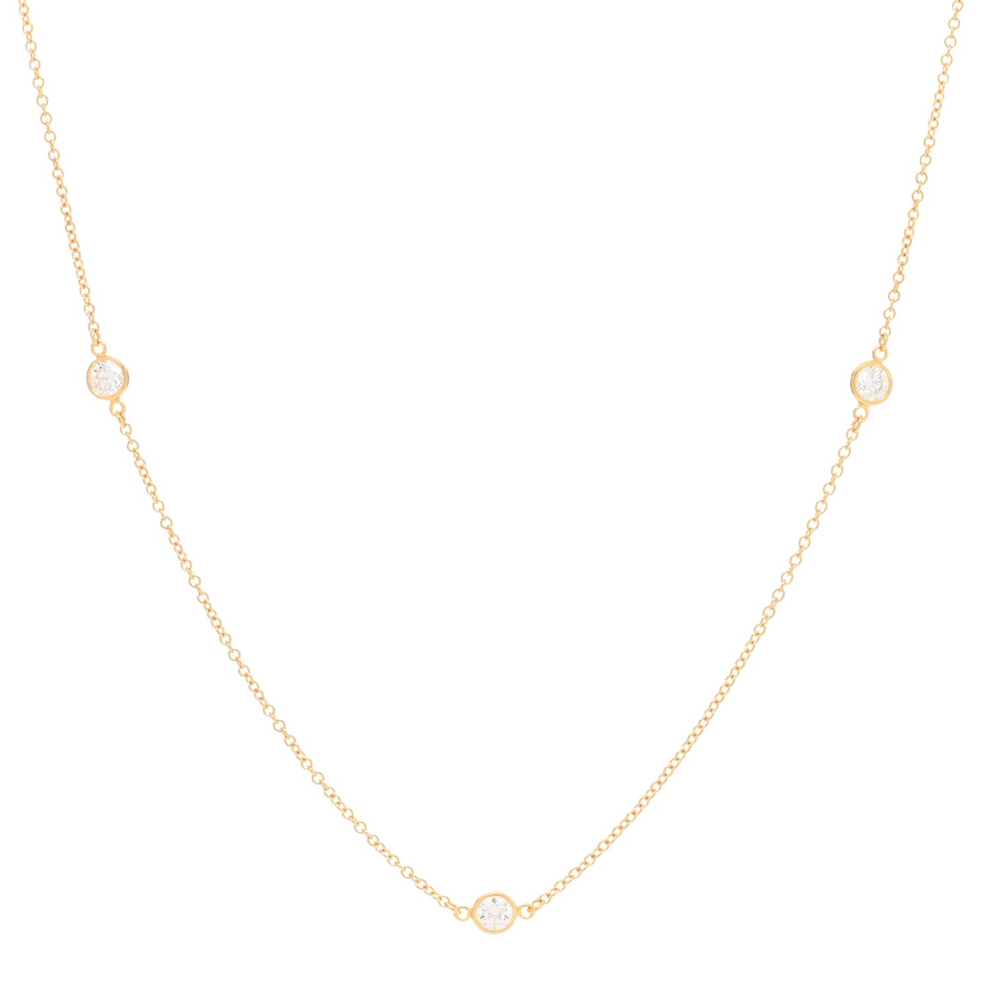 18K Yellow Gold Elsa Peretti Diamonds by the Yard 3 Station Necklace