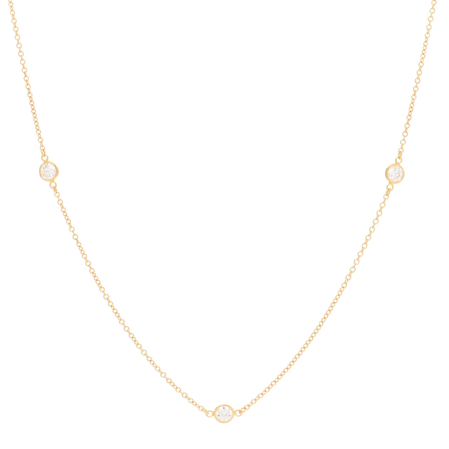 Tiffany 18K Yellow Gold Elsa Peretti Diamonds by the Yard 3 Station Necklace 1 of 4