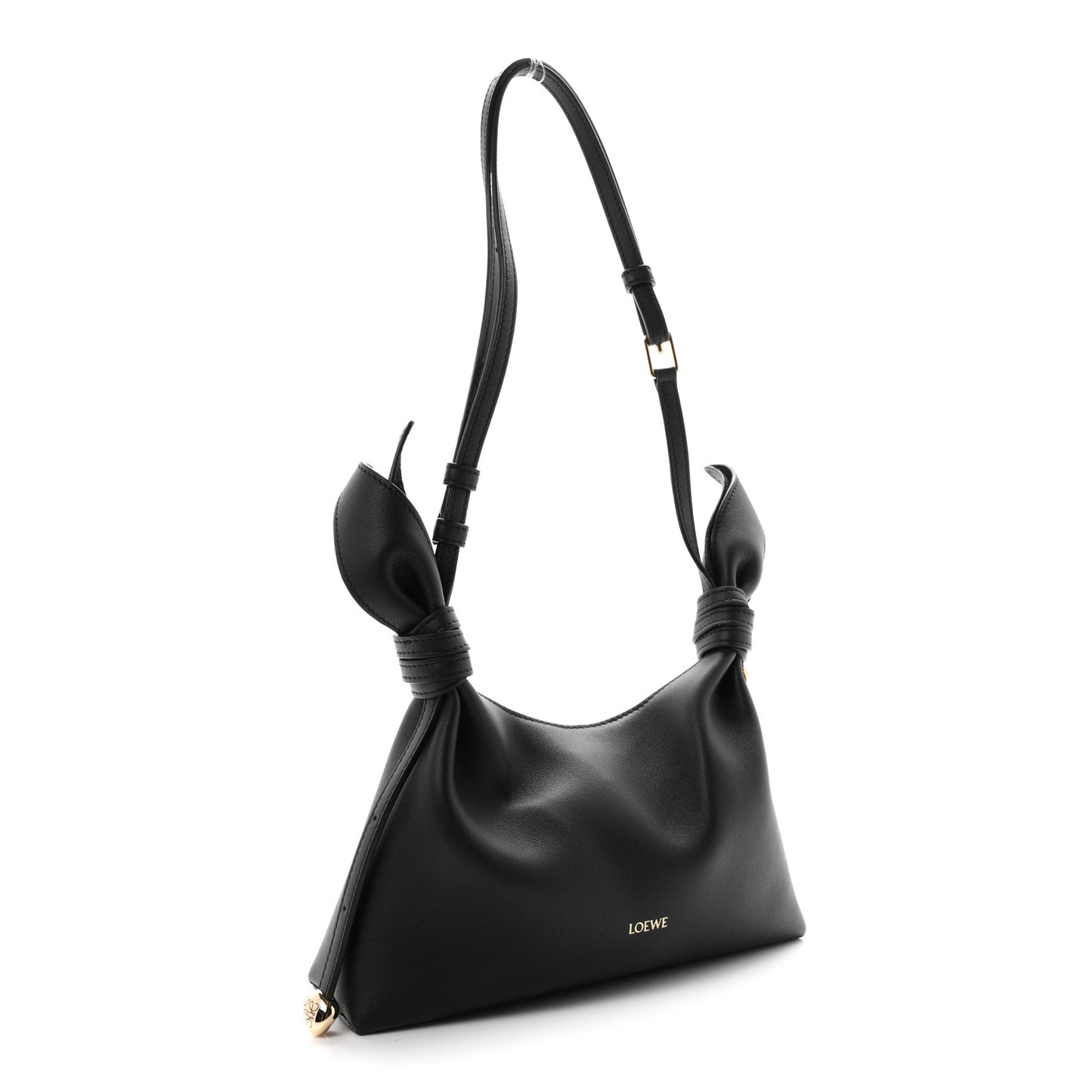 Smooth Calfskin Mini Scarf Shoulder Bag Black