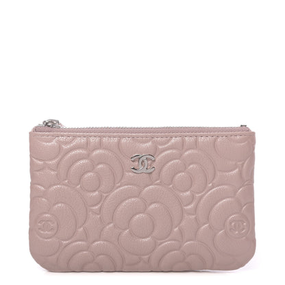 Chanel Goatskin Camellia Embossed Cosmetic Pouch Light Pink 1 of 9
