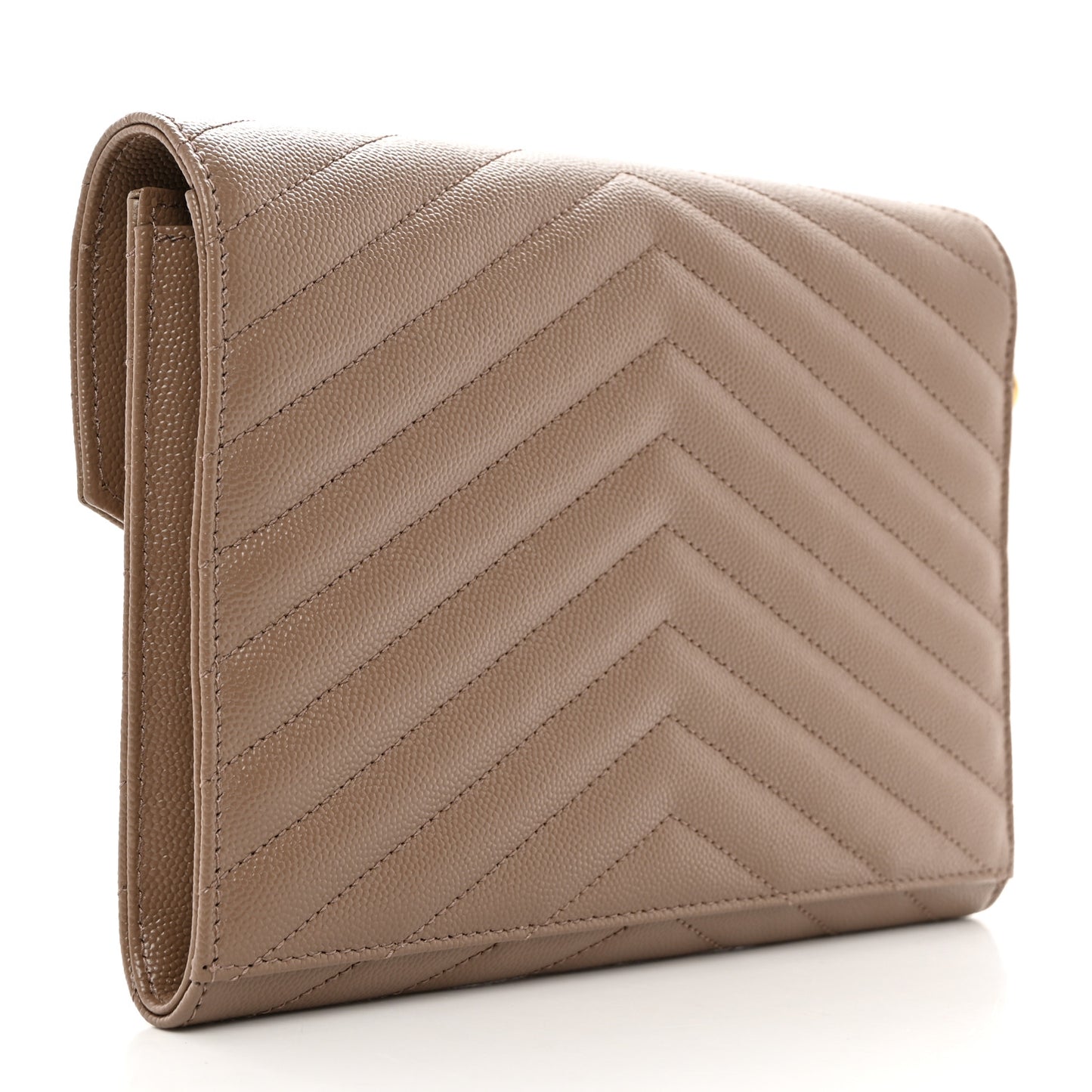 Grain De Poudre Matelasse Chevron Monogram Cassandre Flap Pouch Taupe