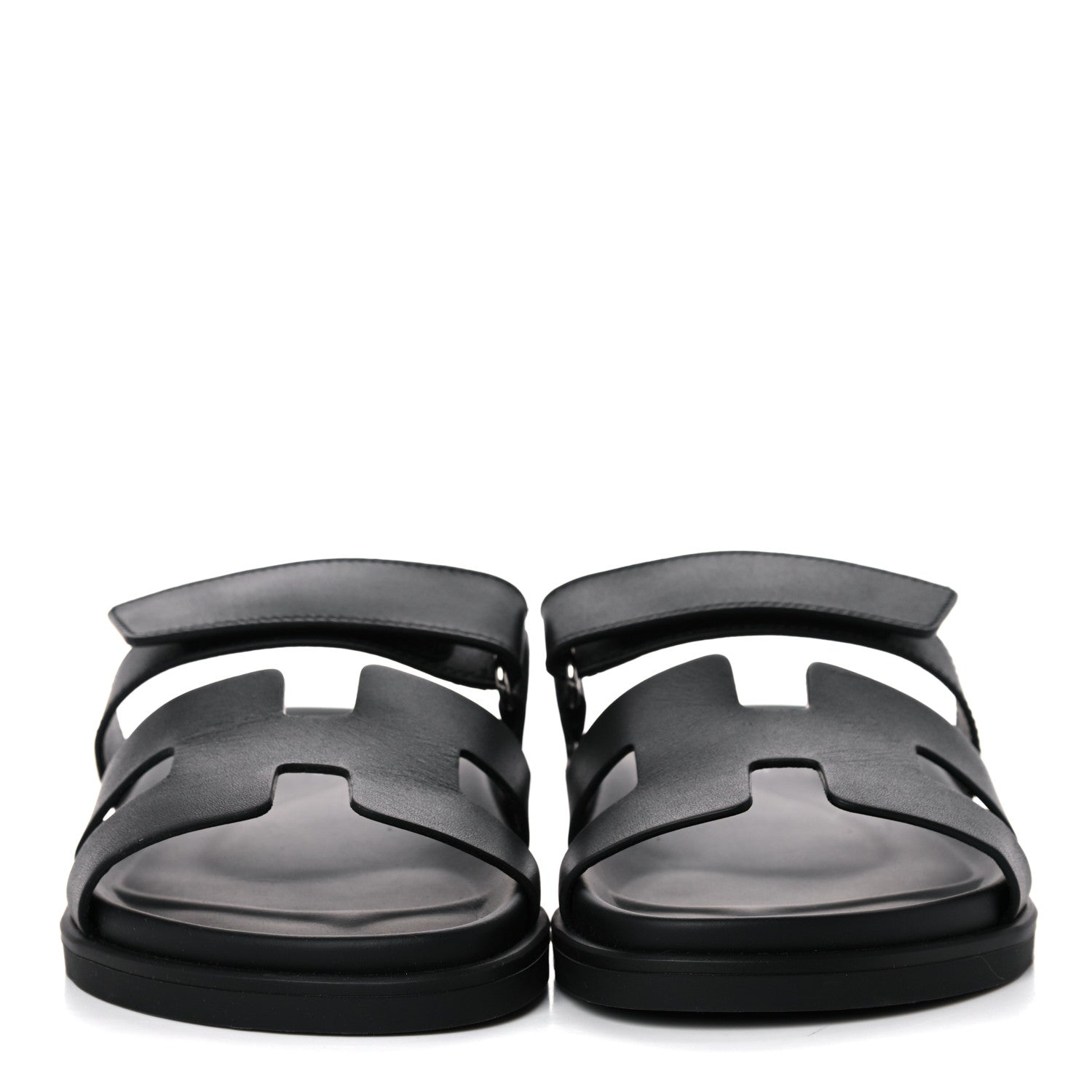 Hermes Calfskin Womens Chypre Sandals 37.5 Black 2 of 9