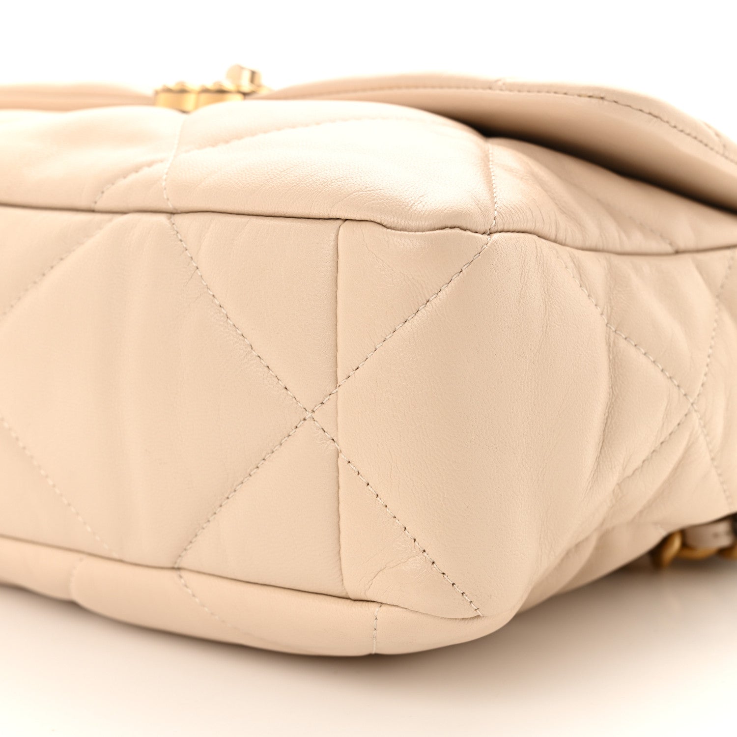 Chanel Goatskin Quilted Large Chanel 19 Flap Light Beige 10 of 12