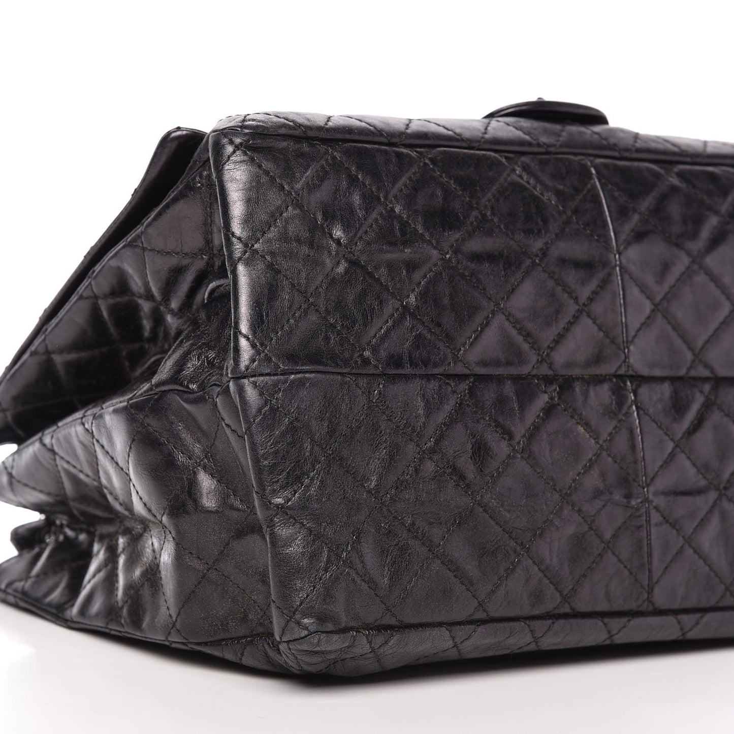 Metallic Calfskin Quilted XL Accordion Reissue Flap Black