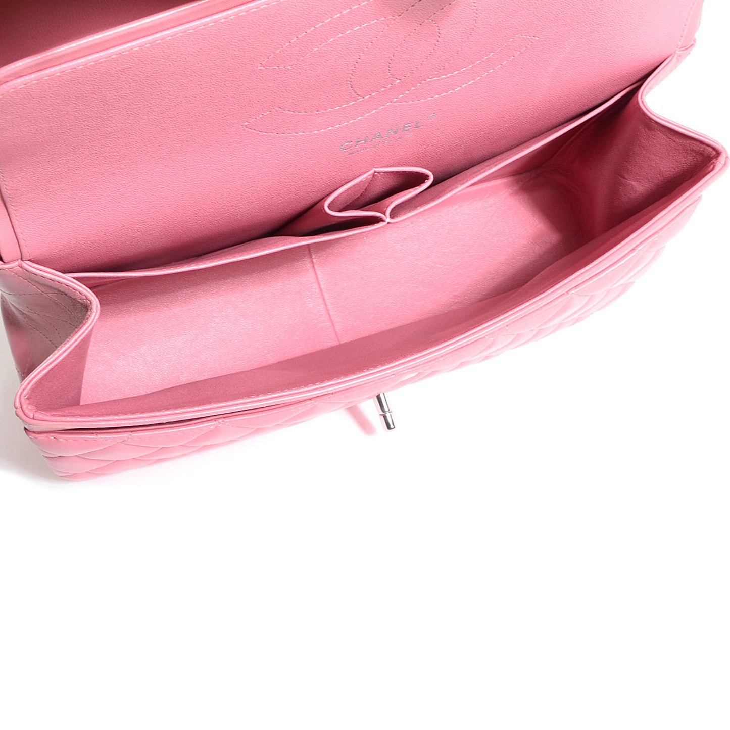 Lambskin Quilted Jumbo Double Flap Pink