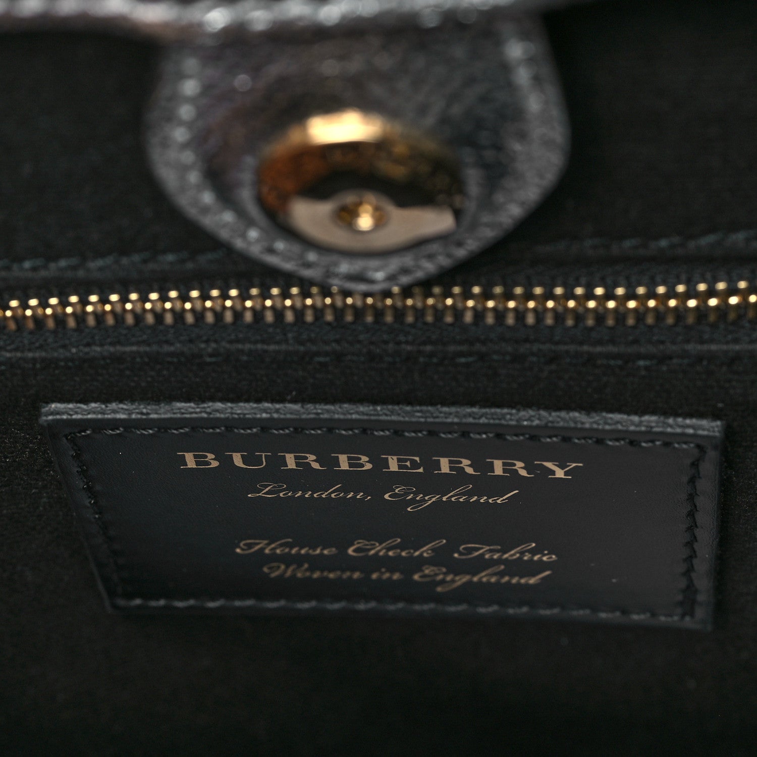 Burberry Metallic Grainy Calfskin House Check Medium Banner Tote Silver 6 of 9