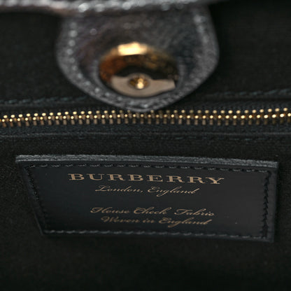 Burberry Metallic Grainy Calfskin House Check Medium Banner Tote Silver 6 of 9