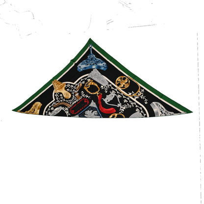 Hermes Silk Etriers Remix Application Coeur Triangle Scarf Black Multicolor 2 of 3