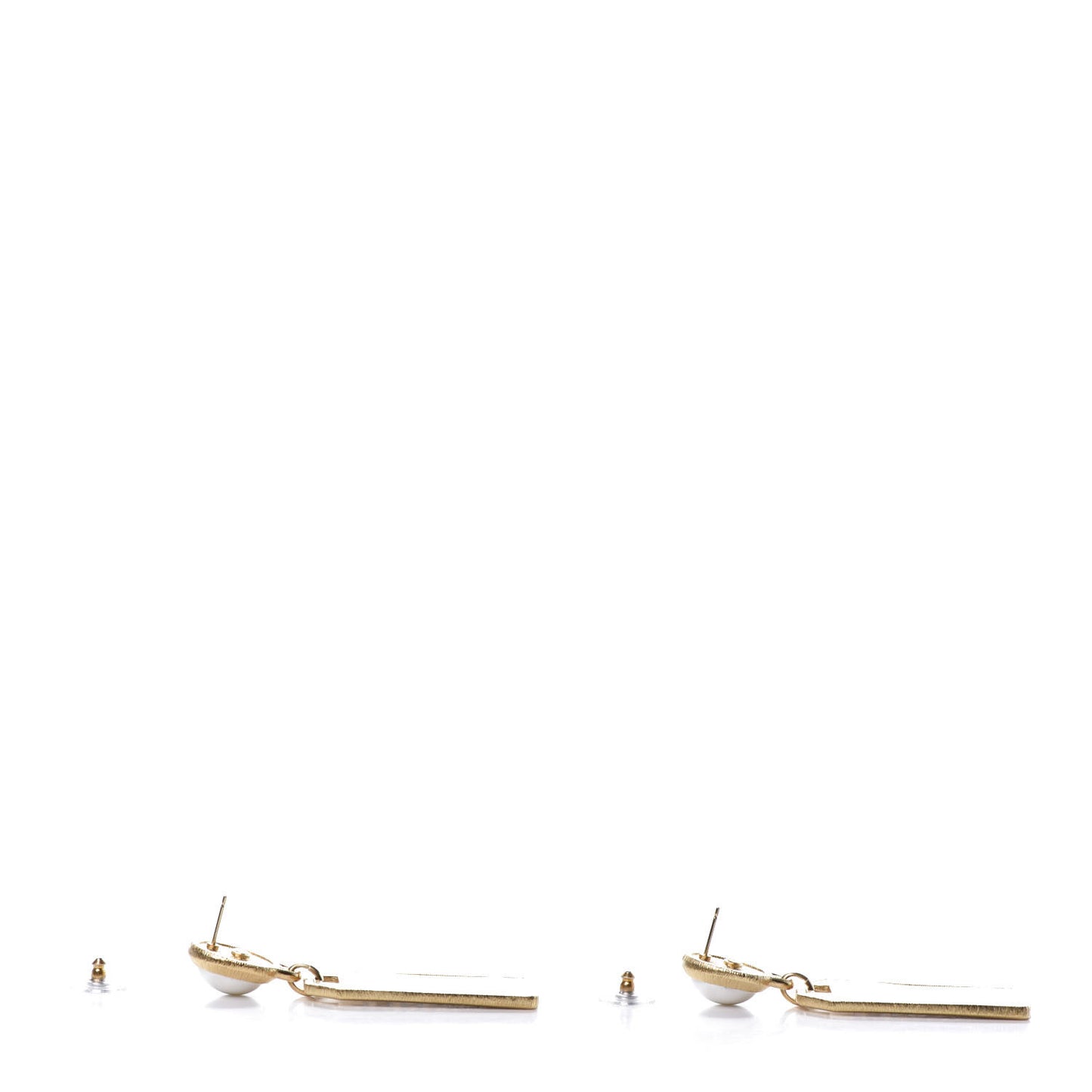 Pearl CC Tags Drop Earrings Gold