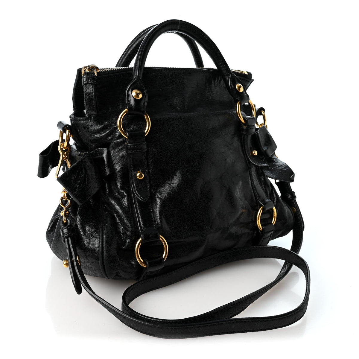 Vitello Lux Mini Bow Bag Black