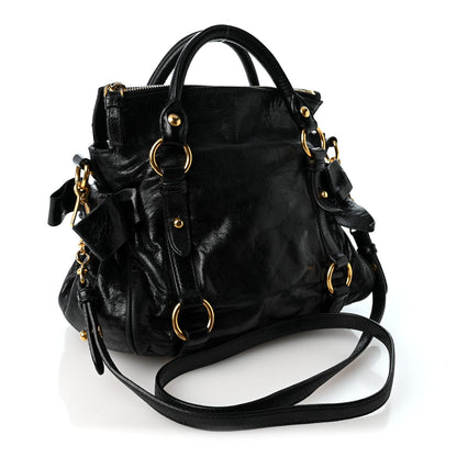 Miu Miu Vitello Lux Mini Bow Bag Black 3 of 10