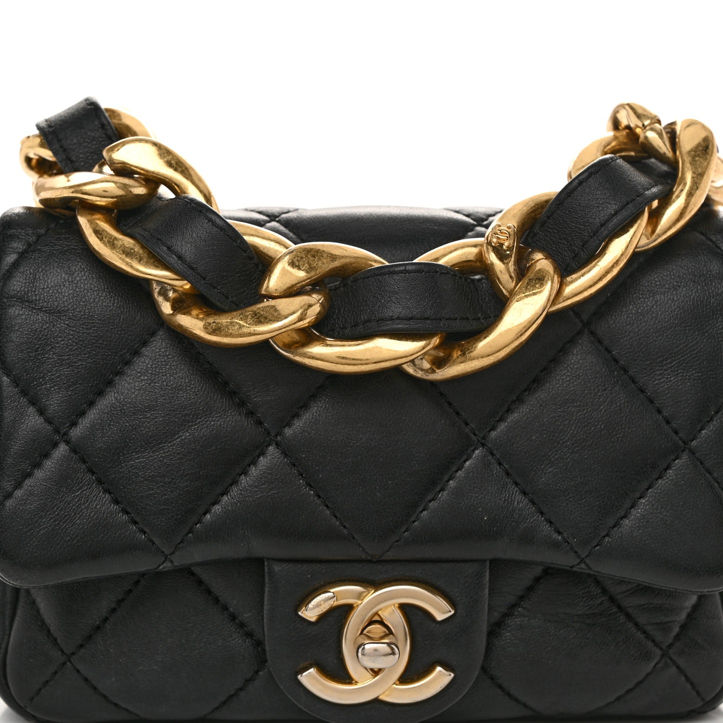 Lambskin Quilted Mini CC Funky Town Flap Black