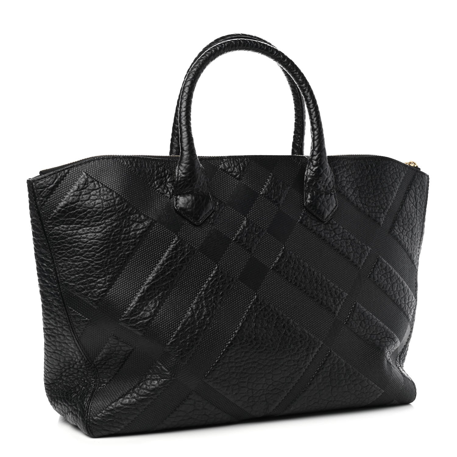 Burberry Heritage Grain Check Embossed Medium Dewsbury Tote Black 3 of 8