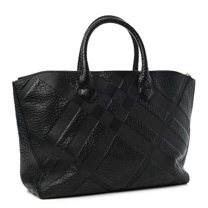 Burberry Heritage Grain Check Embossed Medium Dewsbury Tote Black 3 of 8