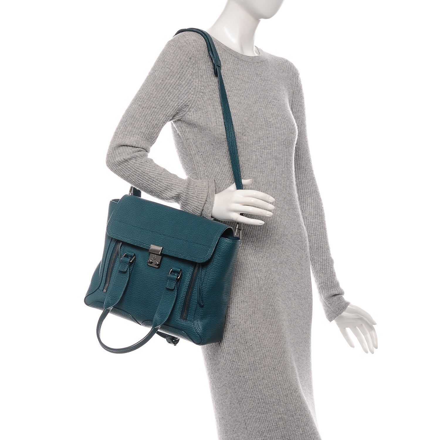 3.1 Phillip Lim 3.1 Textured Calfskin Medium Pashli Satchel Nile 2 of 8