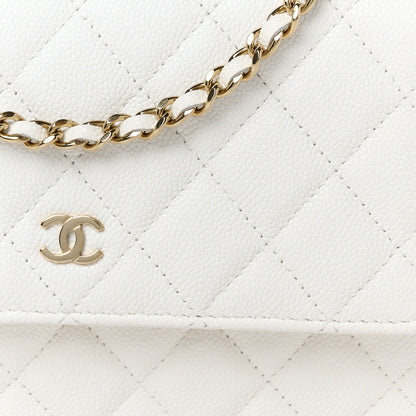 Chanel Caviar Quilted Square Wallet On Chain WOC White 9 of 11