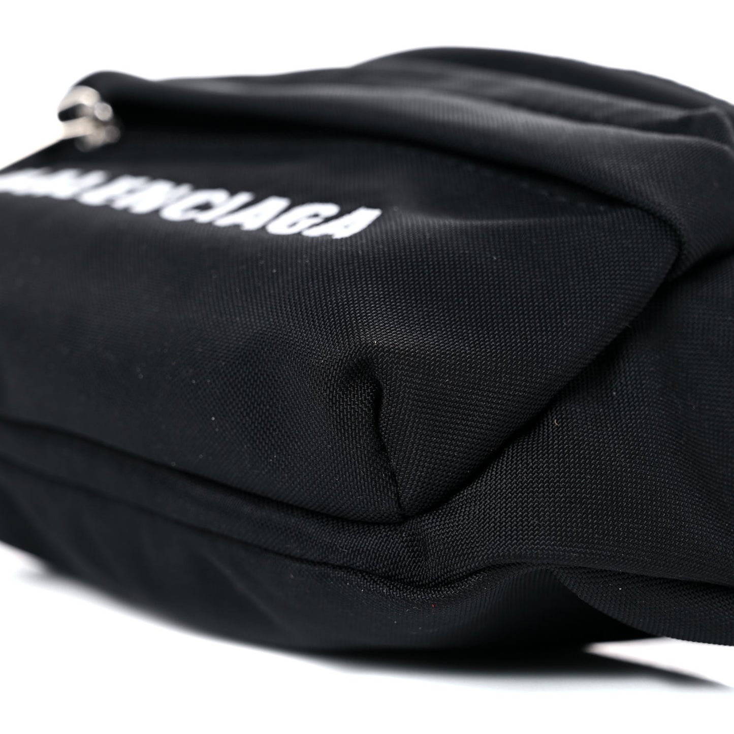 Sport Nylon Logo Embroidered Wheel Belt Bag Black White