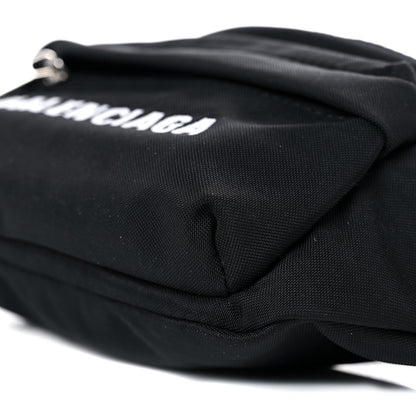 Balenciaga Sport Nylon Logo Embroidered Wheel Belt Bag Black White 8 of 11