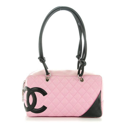 Chanel Calfskin Quilted Large Cambon Bowler Pink Black 1 of 10