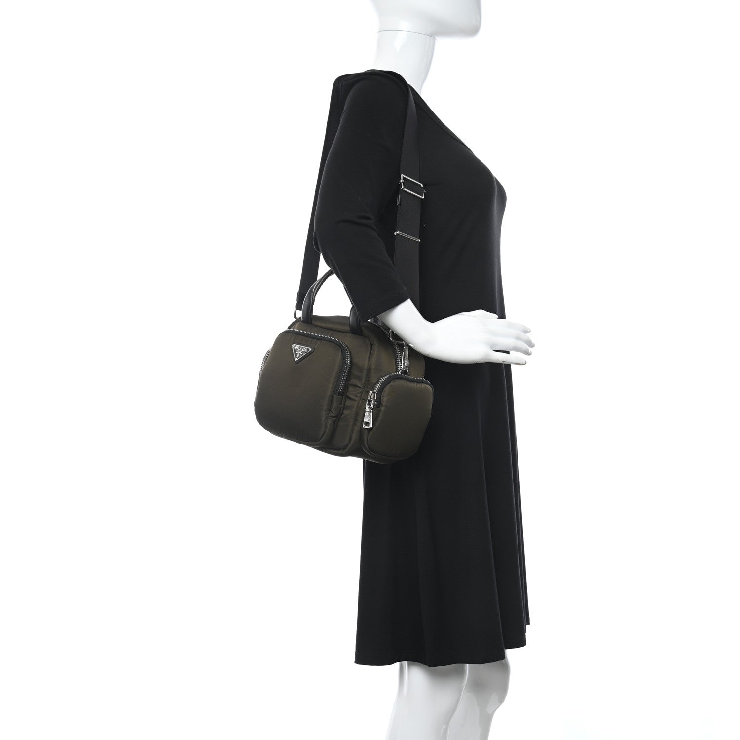 Prada Tessuto Nylon Pocket Top Handle Cargo Bag Mimetico Black 2 of 10