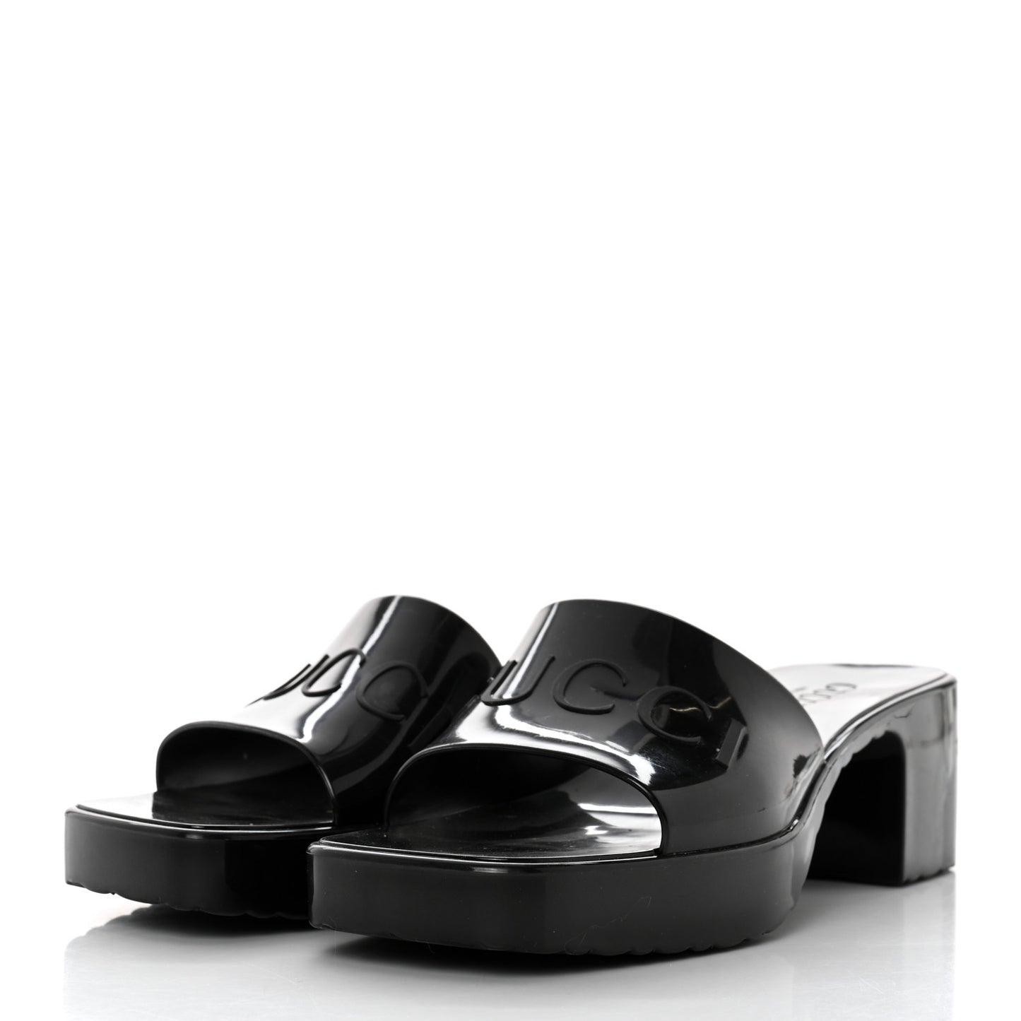 Rubber Gucci Logo Womens Platform 20/60mm Slide Sandals 37 Black
