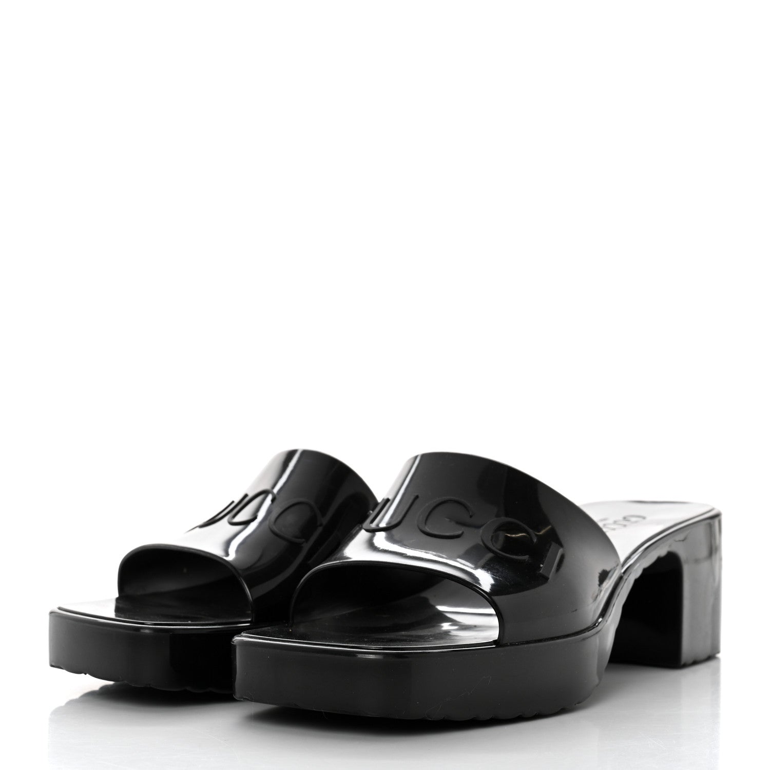 Gucci Rubber Gucci Logo Womens Platform 20/60mm Slide Sandals 37 Black 3 of 9