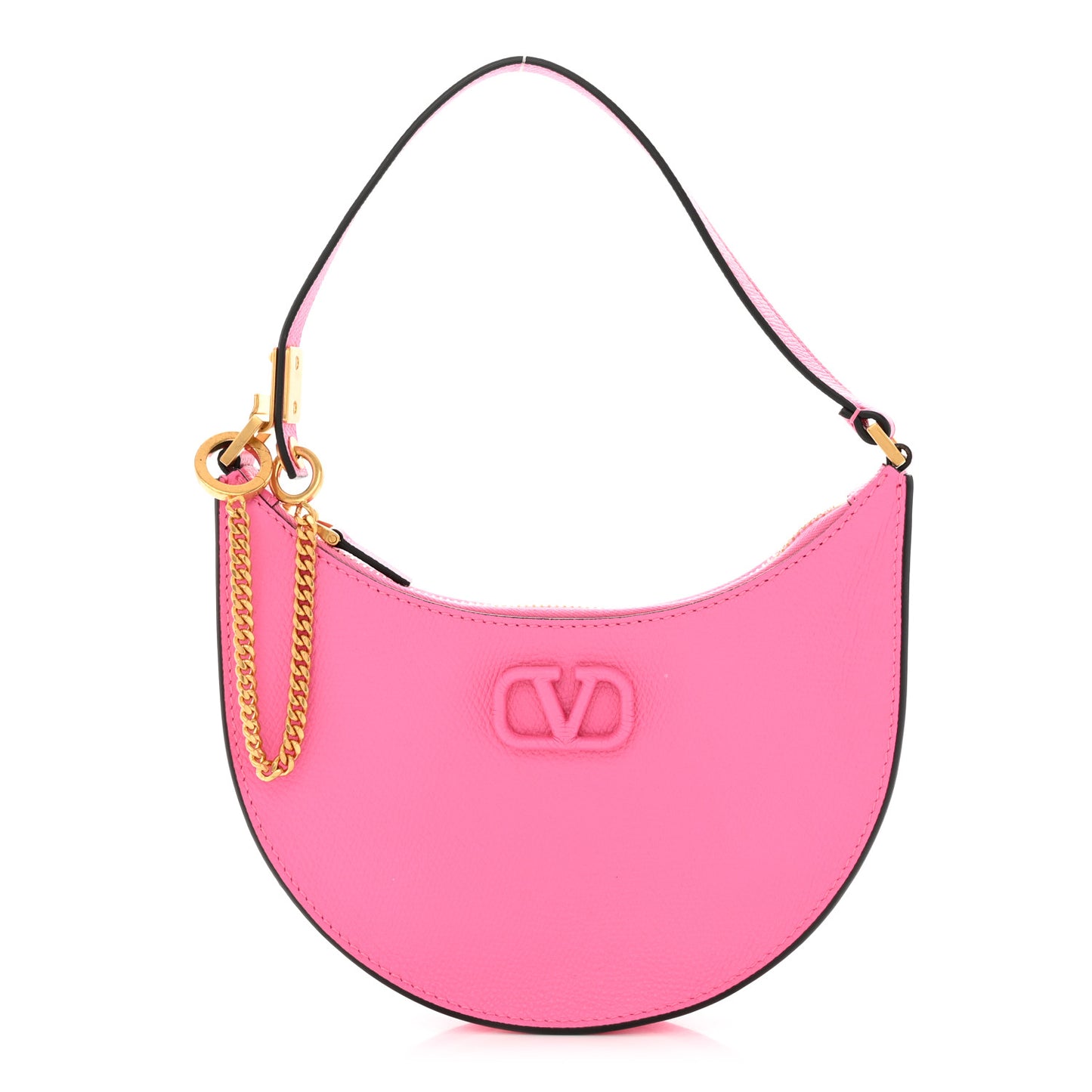 Grainy Calfskin Mini Vlogo Hobo Bag Feminine Pink