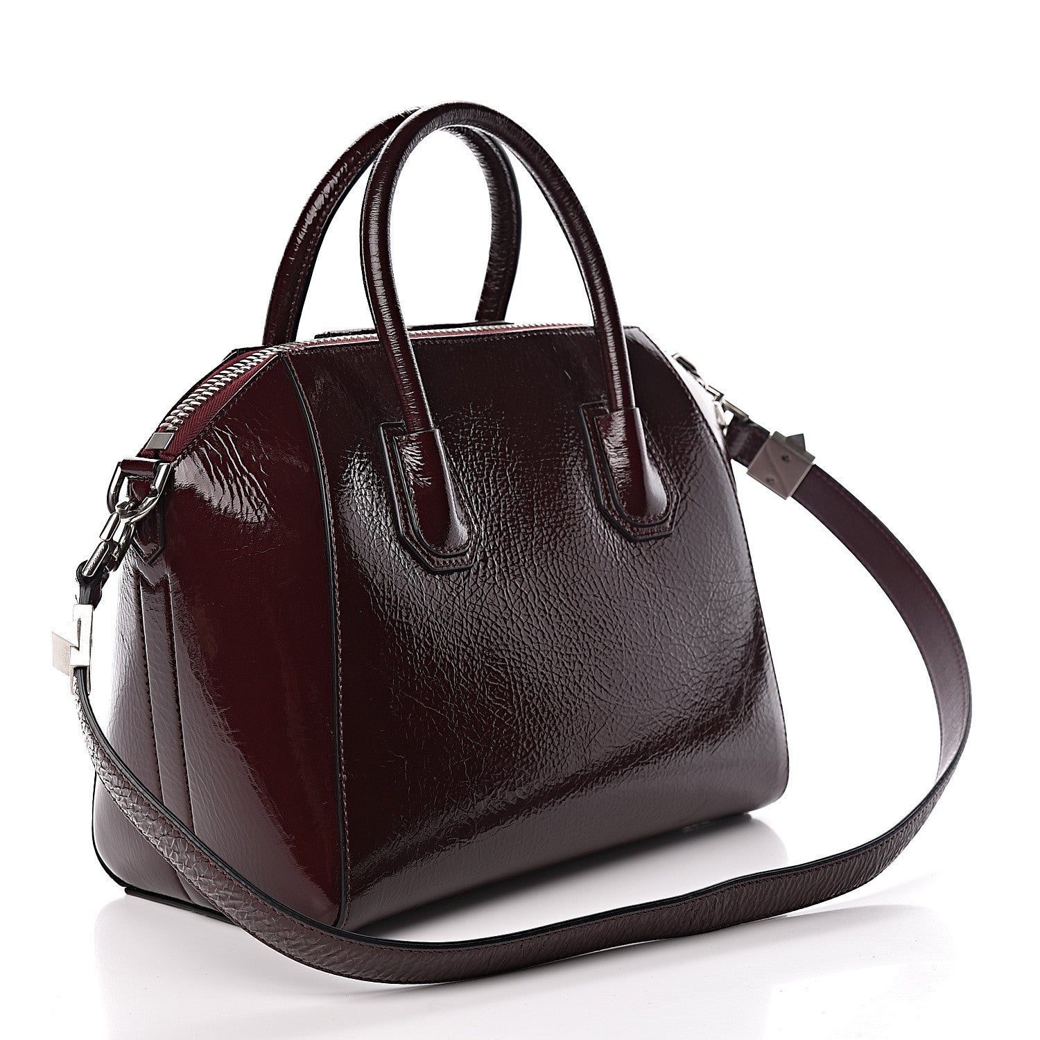 Givenchy Crinkled Patent Deerskin Small Antigona Aubergine 3 of 11