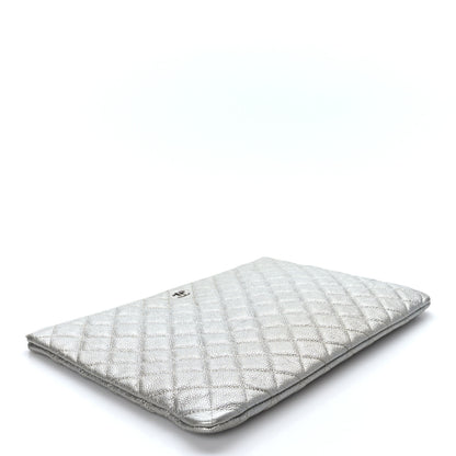 Chanel Lambskin Quilted Large Cosmetic Case Silver 4 of 7