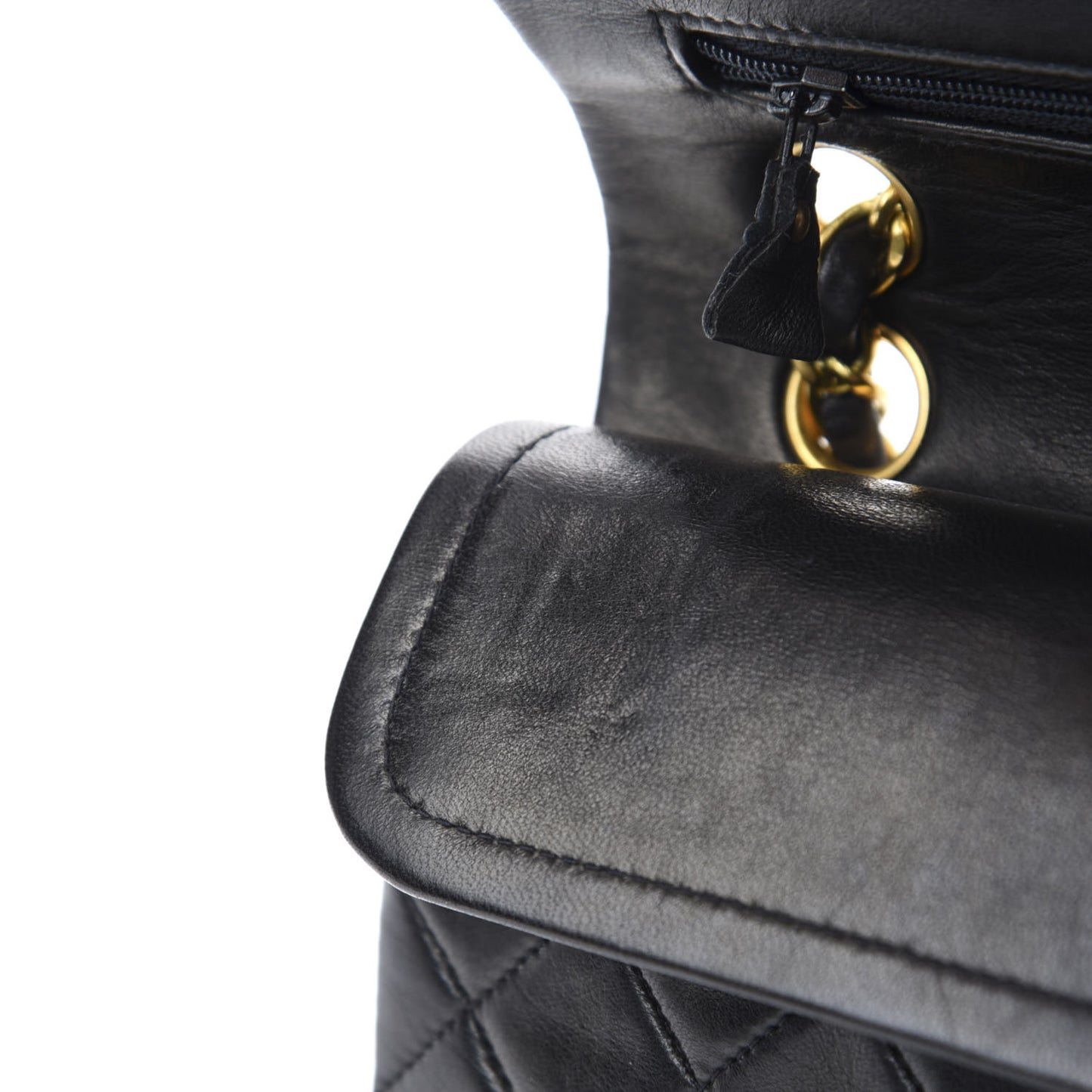 Lambskin Quilted Small Double Flap Black