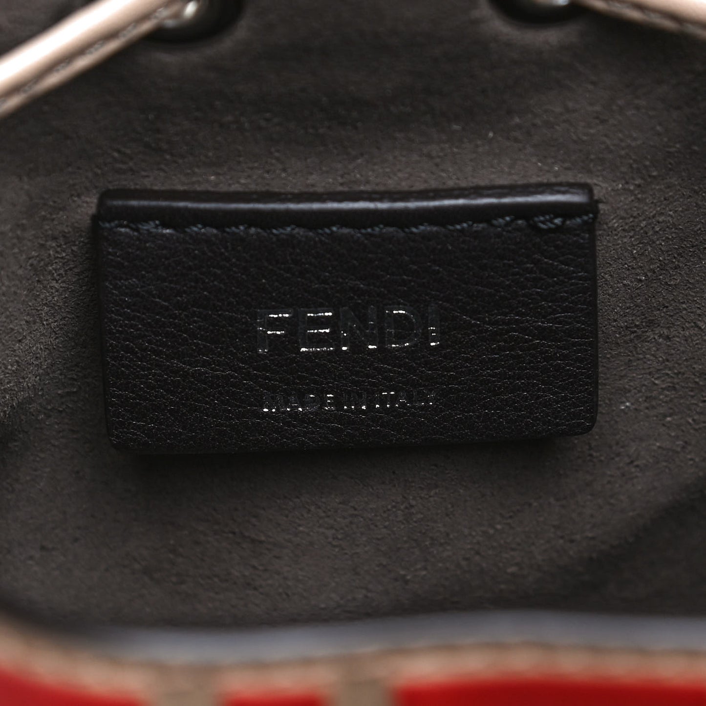 Vitello Liberty F is Fendi FF Embossed Mini Mon Tresor Bucket Bag Amido Fiamma