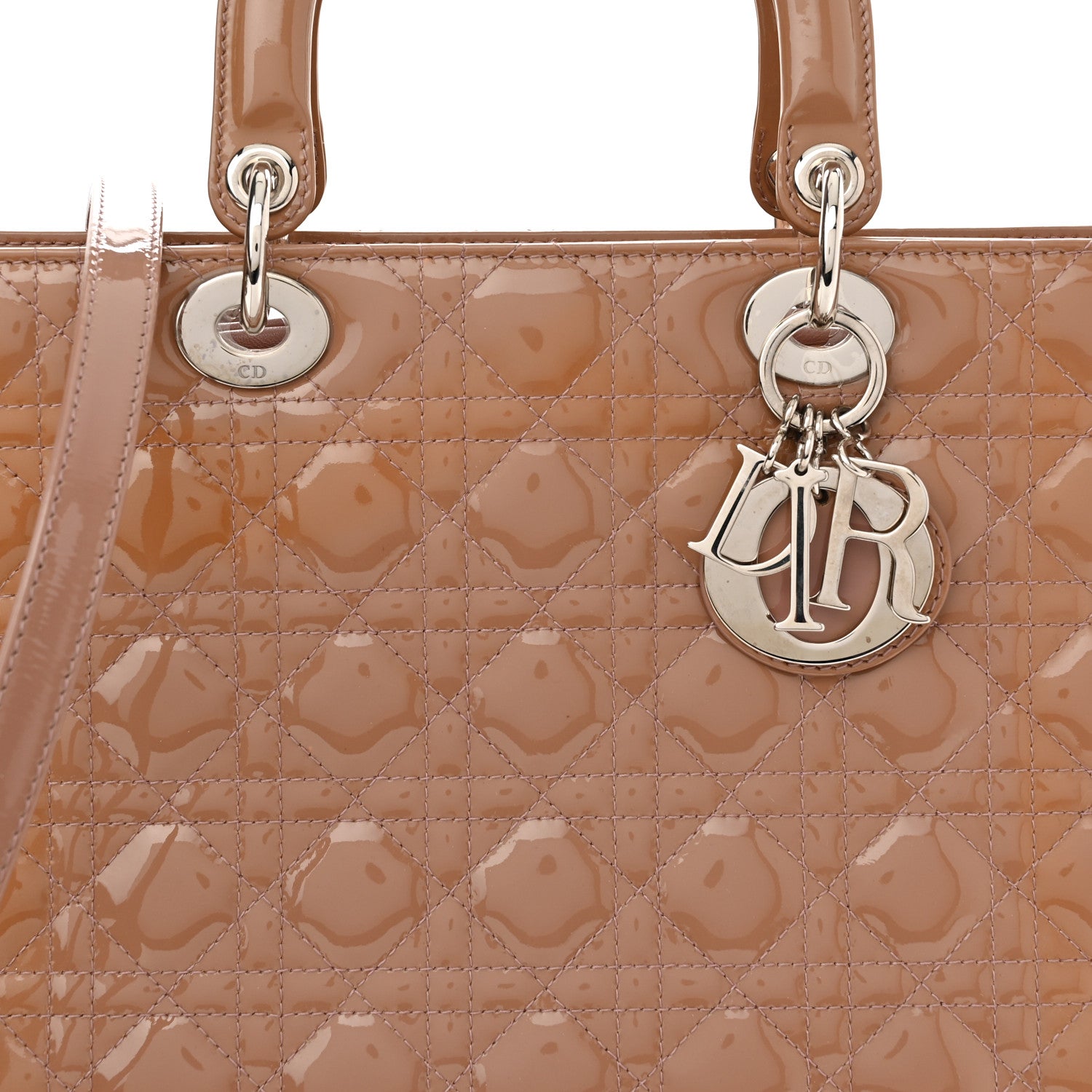 Christian Dior Patent Cannage Large Lady Dior Dark Beige 8 of 10