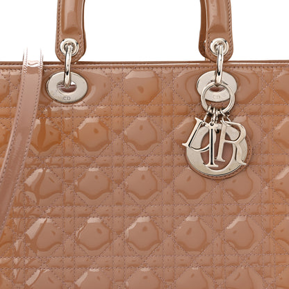 Christian Dior Patent Cannage Large Lady Dior Dark Beige 8 of 10