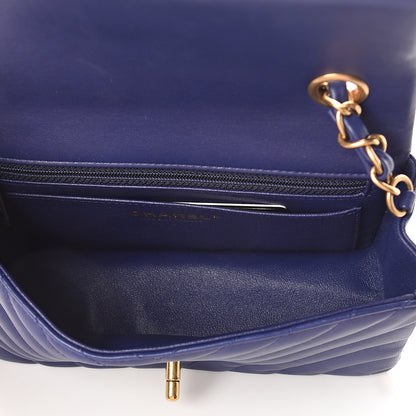 Chanel Lambskin Chevron Quilted Mini Rectangular Flap Blue 4 of 8