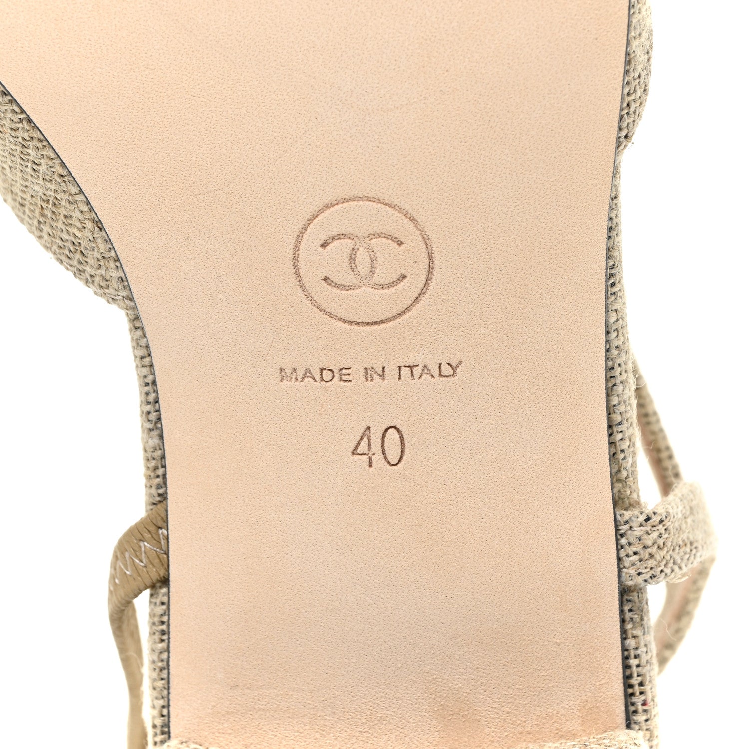 Chanel Fabric Grosgrain Cap Toe CC Slingback Flats 40 Light Beige Black 9 of 12