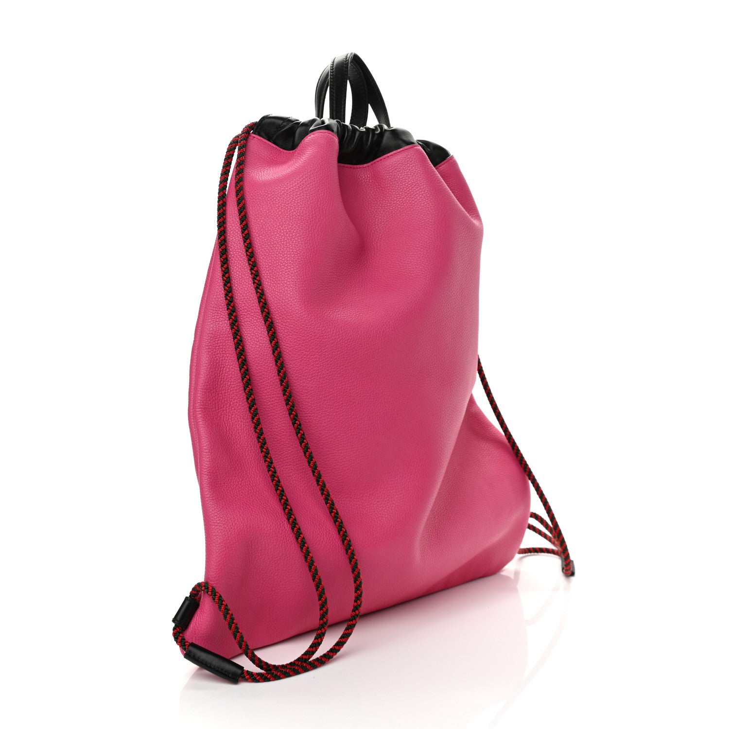 Gucci Grained Calfskin Logo Drawstring Backpack Box Pink Green Black 4 of 11