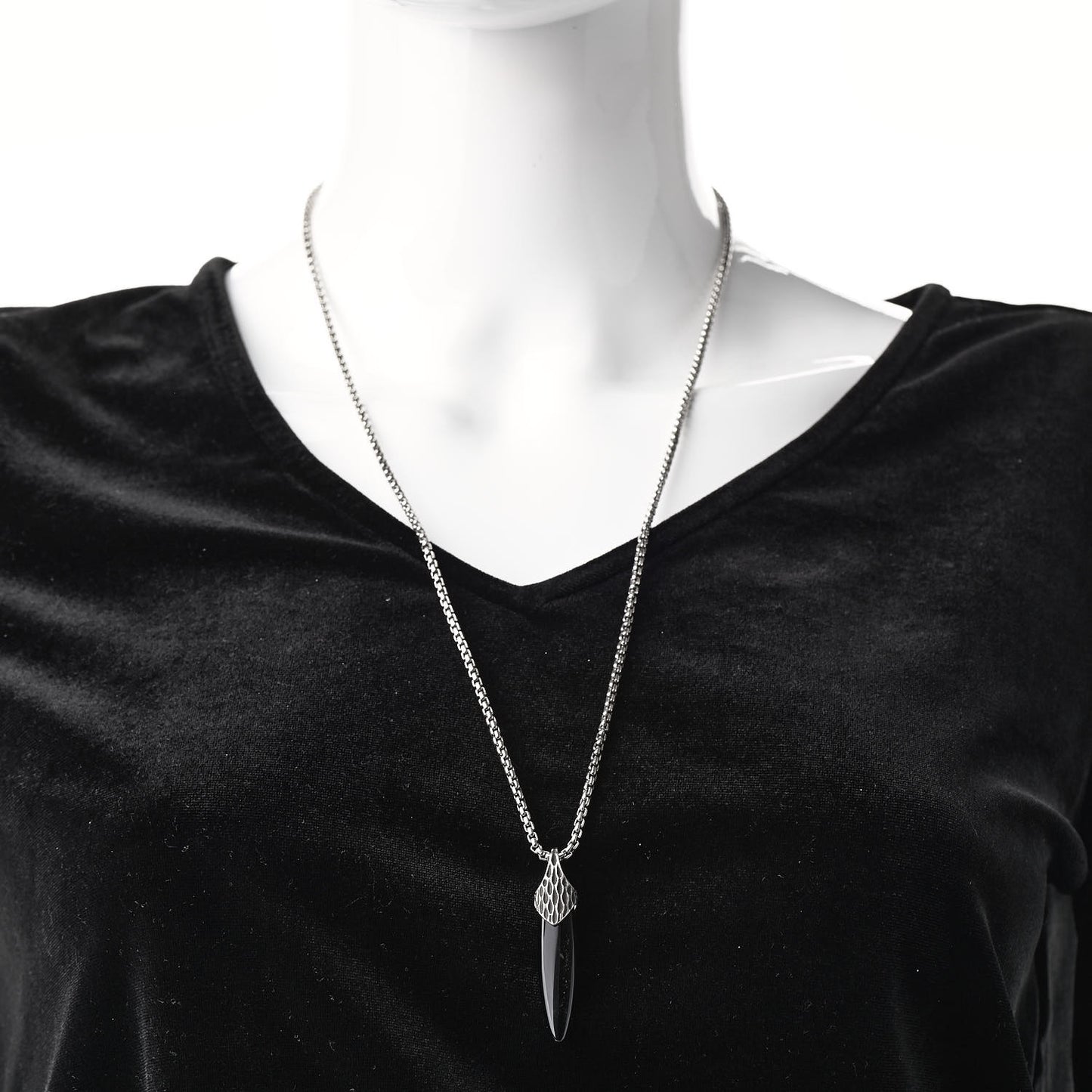 Sterling Silver Black Obsidian Legends Naga Pendant Necklace