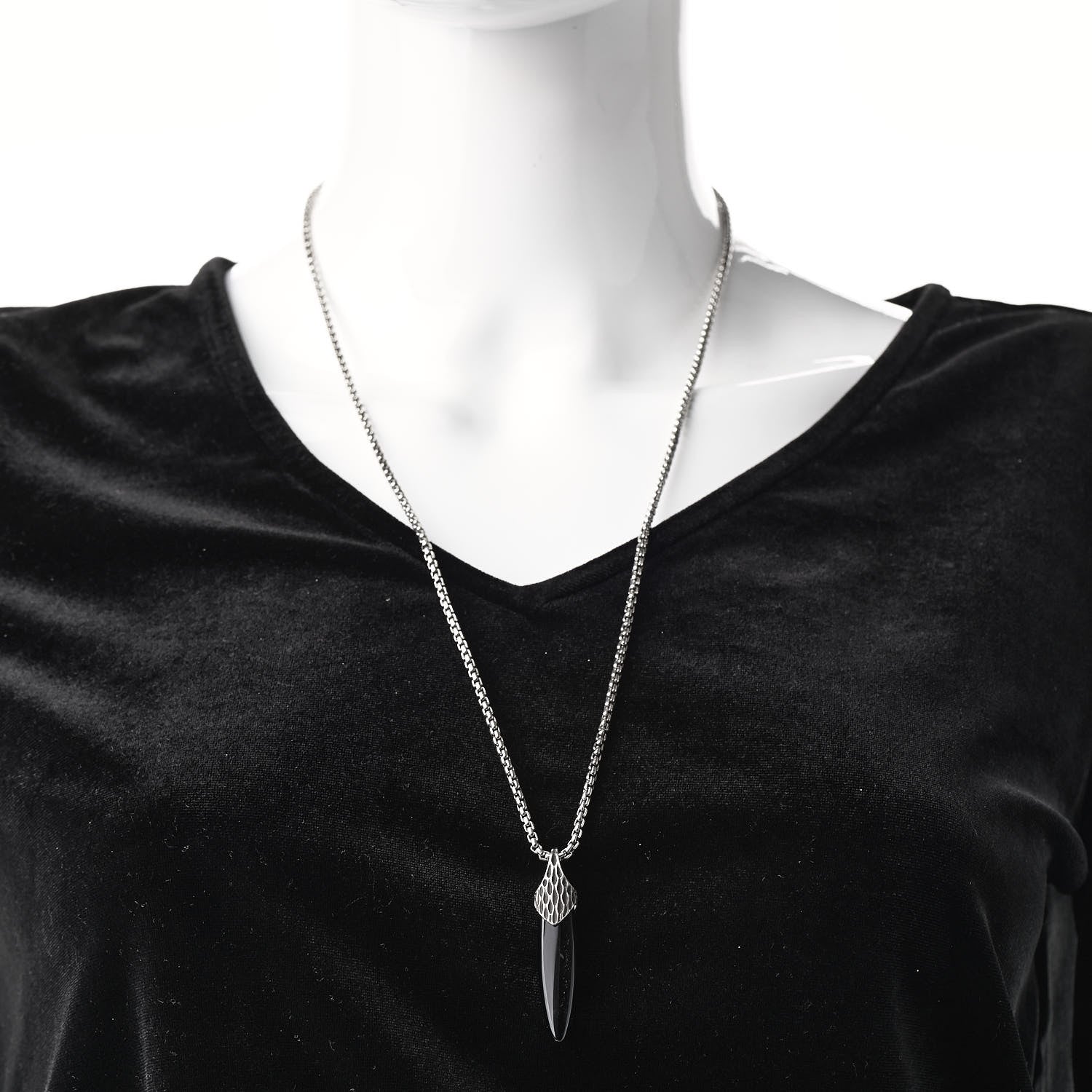 John Hardy Sterling Silver Black Obsidian Legends Naga Pendant Necklace 2 of 5