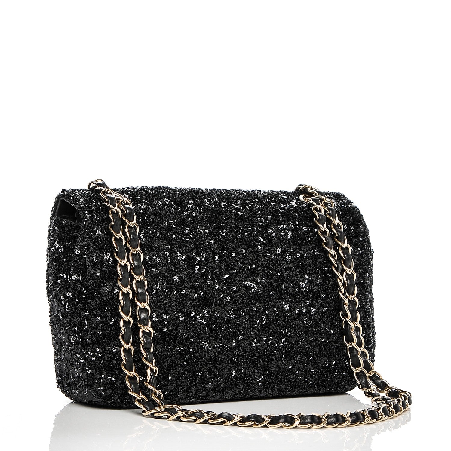 Chanel Sequin Embroidered Medium Flap Bag Black 3 of 7
