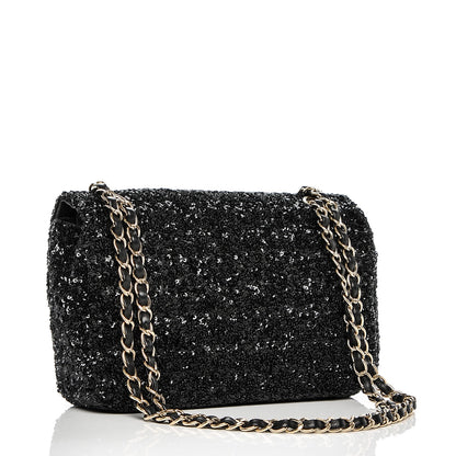 Chanel Sequin Embroidered Medium Flap Bag Black 3 of 7