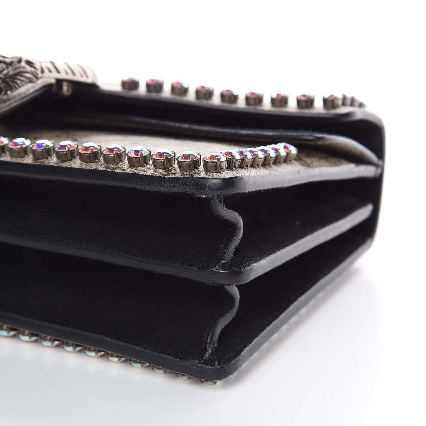 GG Supreme Monogram Crystal Small Dionysus Shoulder Bag Black